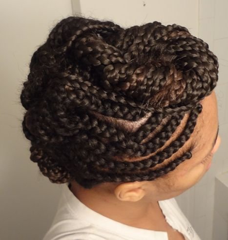 Feed in braids bun