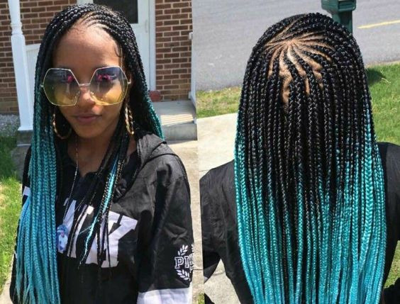 Box Braids with Color in The Back New Natural Hairstyles