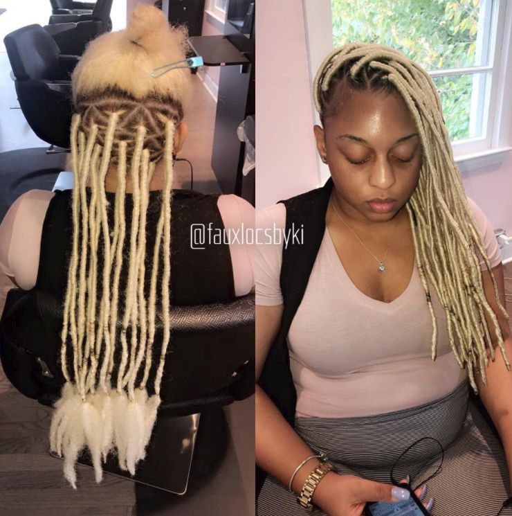 Light Blonde Locs with Marley Hair