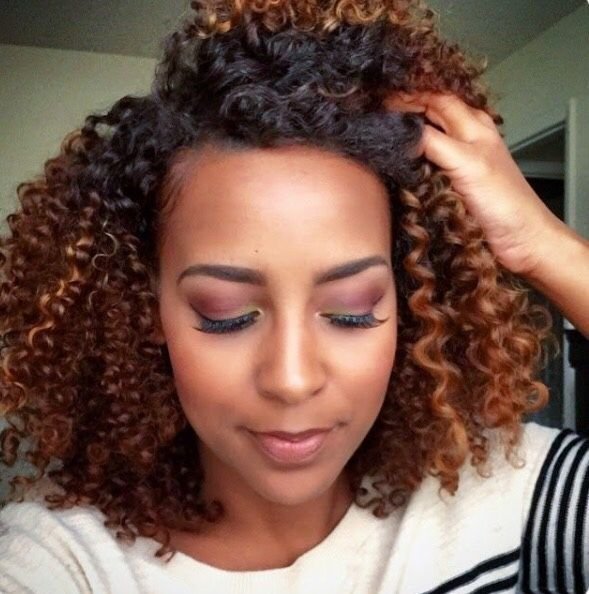 Black Blonde Shoulder Length Curly