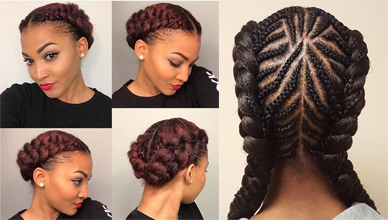 Cornrows Hairstyles with 2 Braids