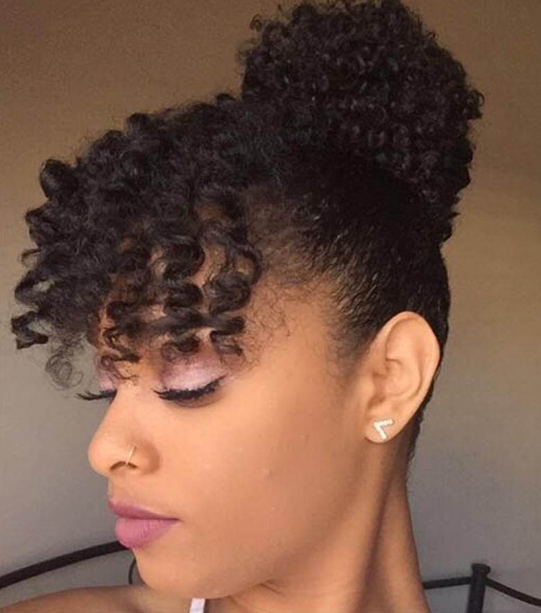Faux Bun and Curly Bang Ideas for Natural Hair  New 