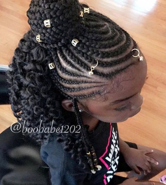 Curly Braids with Topknot