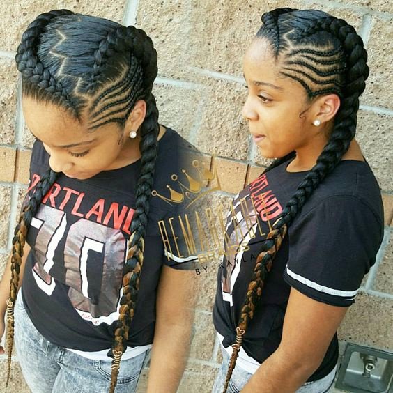 Side Cornrows and COlored Braids