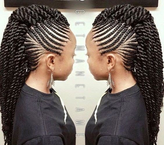 Twists Mohawk With Side Cornrows