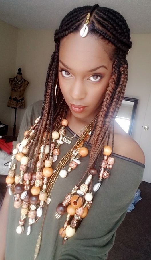 fulani inspired braids with lots of beads