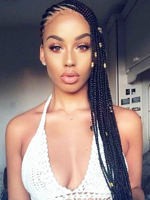 Side COrnrows with Beads