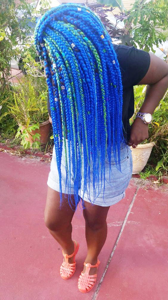 Blue Braids with Beads