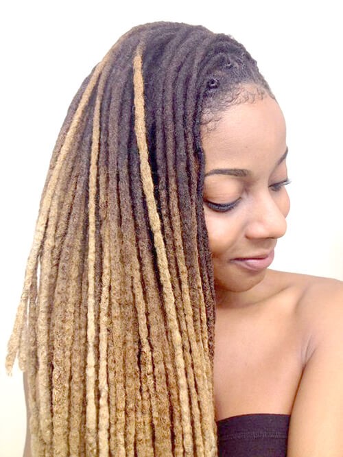 Black and Blonde Mixed Dreadlocs Hairstyle 