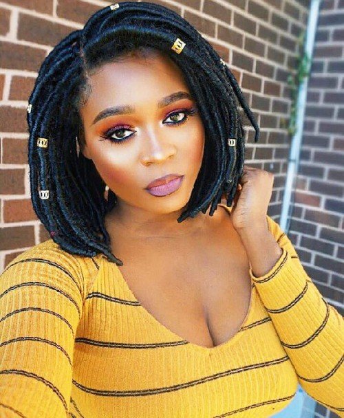 Navy Blue Thick Locks and Beads for Short Hair