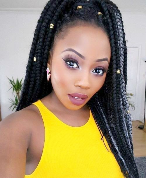 Backfolded Goddess Braids In Beads