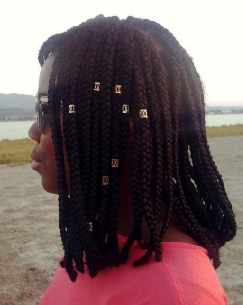 Stylish Shoulder length Twist With Lined Beads Attachment