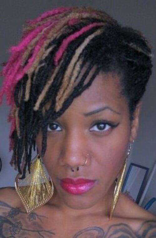 Multicolored Short Dreadlocs Hairstyle 