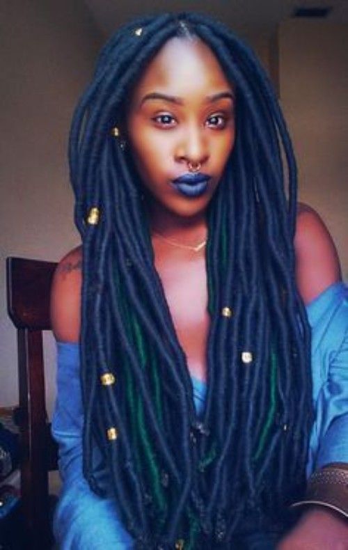 Navy Blue Faux Locks Hairstyle