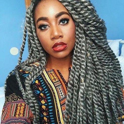 Grey Colored Long Twists for Black Women