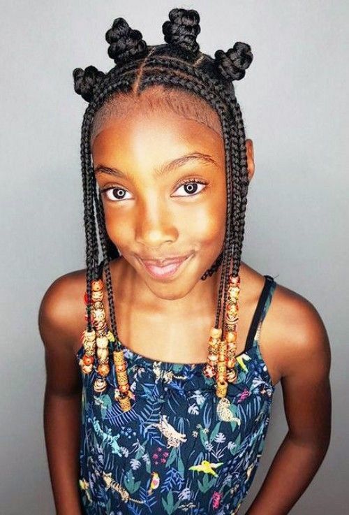 Braided Bantu Knots with Beads