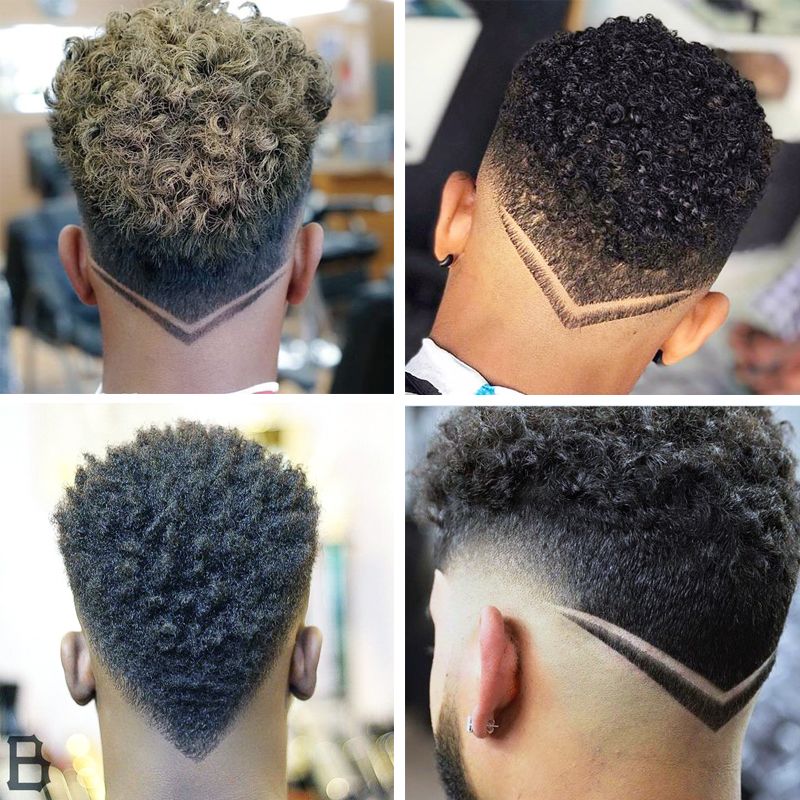 low V Fade haircut black man