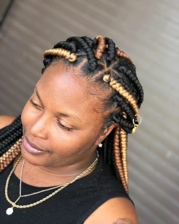 Highlighted Medium Box Braids